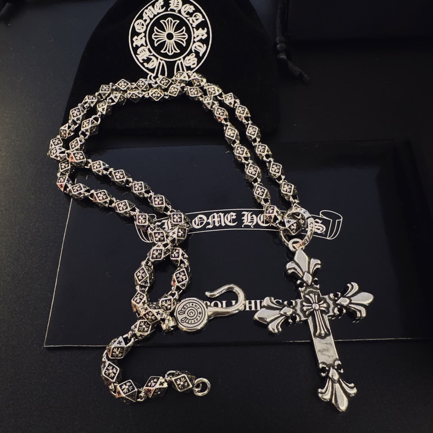 Chrome Hearts Silver Cross Pendant Necklace